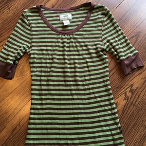 Horny Toad green brown ribbed waffle knit S top